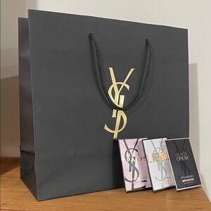 🦁 YSL Black LARGE Gift Bag with Perfume Samples